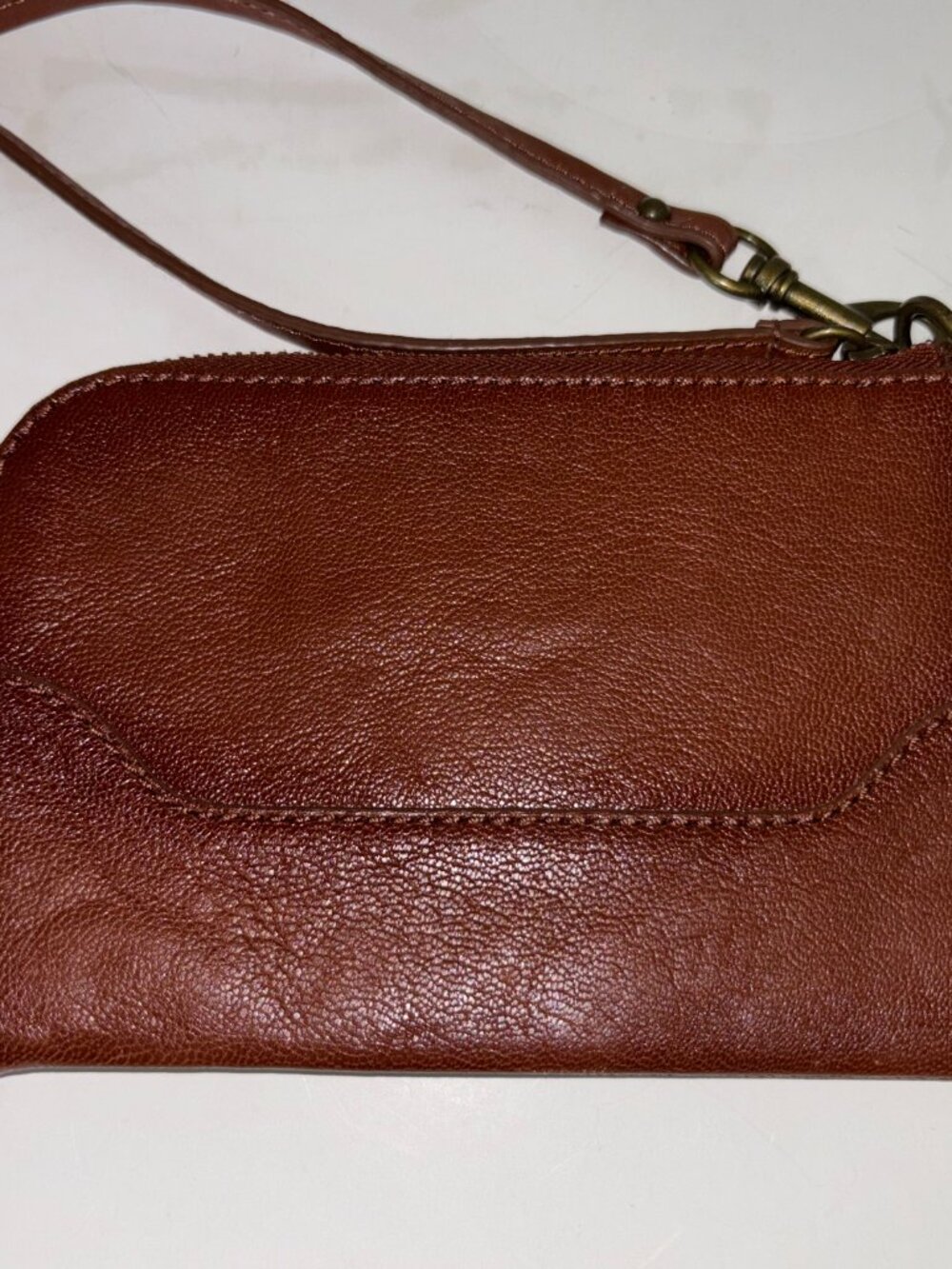 Frye Leather Card Wristlet MELISSA Zip Around Wallet Organizer Purse Cognac - Picture 3 of 7